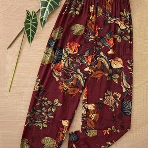 Floral Burgundy Women's Pants